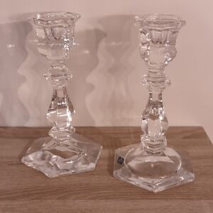 Shannon Crystal Designs Of Ireland 24% Lead Crystal Candle Holders Set